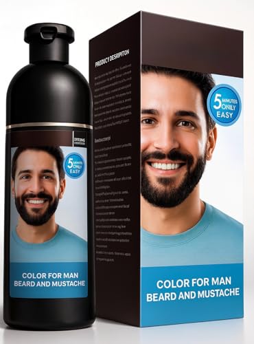 Black Hair Color Shampoo for Men’s Mustache & Beard – Gel, Permanent, 5-Minute Color Dye, Long-Lasting, Suitable for Black Hair, 200ML