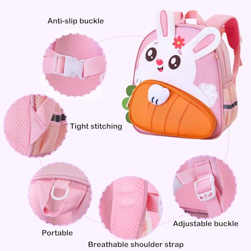 Toddler Backpack Kids Shoolbag for Girls with Leash Cute 3D Cartoon Preschool Kindergarten Bags (Pink)2