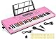 Hricane 61 leuchttasten epiano digitalpiano mit Mikrofon Notenständer & Klaviernote, Midi Keyboard in voller Größe elektrisches klavier für Erwachsene Kinder (leuchttasten-Rosa)