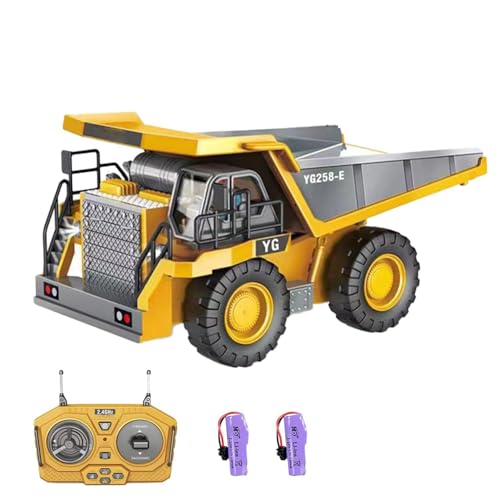AERFGDE 9-Channel RC Dump Truck for Kids,2.4G Remote Control with Realistic Sounds & Lights, STEM Construction Toy,Alloy Bucket, for 6 8 10 11 12 Years Old Boys & Girls, 2 Batteries