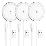 3Pack Magnetic Wireless Charger Pad: 15W Fast Qi Slim Portable Charging Disc for Apple - iPhone 16 16e 15 14 13 12 Series - AirPods 4 3 2 Pro - Samsung Galaxy S25/S24 (Qi2 Ready) & Pixel 10 (White)