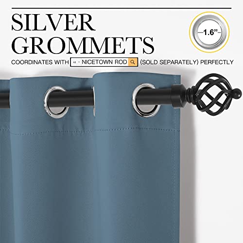 Image of NICETOWN Smoky Blue Blackout Curtains 78 inches Length for Bedroom, 2 Panels, 42 inch Wide, Thermal Insulated Decoration Drapes for Office Window