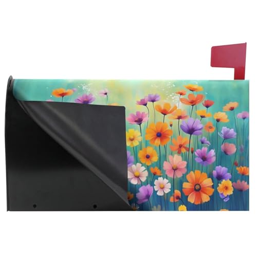 Image of Wamika Seasonal Nature Spring Summer Autumn Winter Flowers Mailbox Covers Standard Size Abstract Floral Watercolor Rainbow Dandelion Poppy Magnetic Mail Wraps Cover Letter Post Box 21 inch Lx 18 inch W