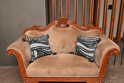 Image of TIB Premium Boho Decorative Throw Cushion Covers, 16 x 16 cm, Set of 2, Cotton. (Grey Waves)