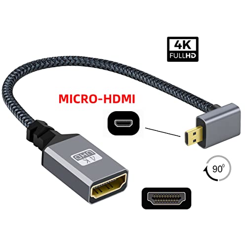 CY 4K Cable Type-D Micro HDMI 1.4 Male 90 Degree Down Angled to HDMI Female Extension Cable for DV MP4 Camera DC Laptop HDTV - Image 2