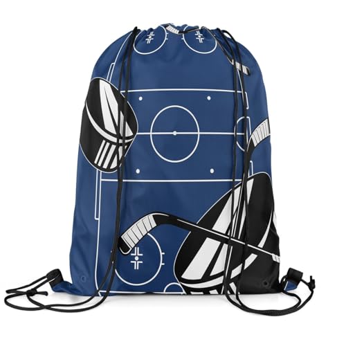 Feelyou Ice Hockey Sports Drawstring Sackpack 13"x15.7" Hockey Player Gym String Bag Sports Event Drawstring Backpack Hockey Stadium Rawstring Bags3
