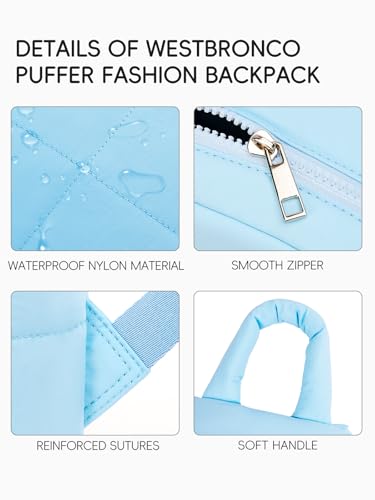 Image of WESTBRONCO Mini Backpack for Women Nylon Small Fashion Backpacks Purse Puffer Lightweight Backpacks for Travel, Shopping