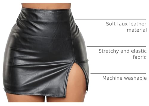 Women PU Leather Asymmetrical Skirt