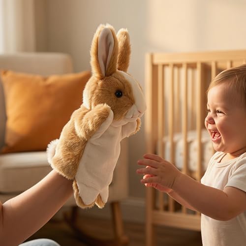 LOMTRATS Hund, Kaninchen, Elefant, Taube, Drache, Ziege, Koala, Panda, Bär, Schaf, Kuh, Handpuppen, Plüschtiere, Spielzeug für fantasievolles Rollenspiel, Geschichtenerzählen, Geschenke für Kinder