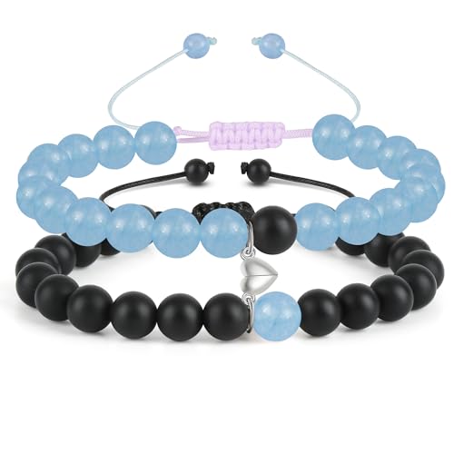 Couple Matching Bracelets for bf and gf, Best Friend Promise Bracelet,Stretch Bead Bracelets Jewelry for Him and Her