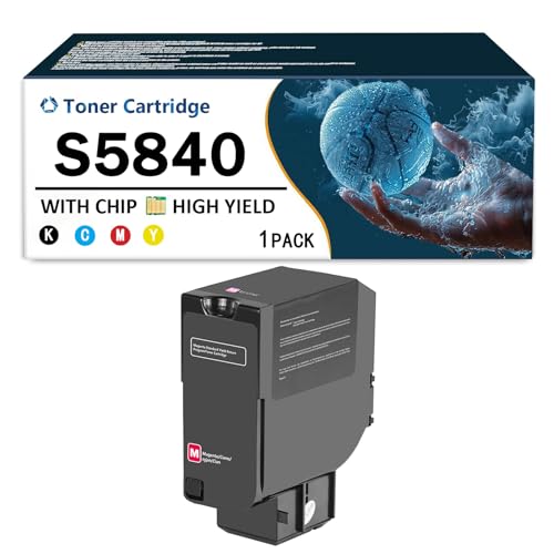 CMADJT Juego de Cartuchos de tóner de Color S5840 (BK/C/M/Y) compatibles con impresoras multifunción DELL S5840, S5840DN, S5840CDN, 593-BBXX, 593-BBXU, 593-BBXV y 593-BBXW,Magenta-1Pack