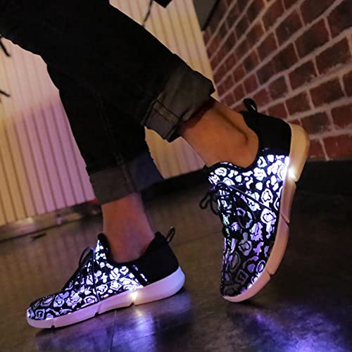 Fiber Optic LED Light up Shoes for Kids, Men and Women, Lightweight Sneakers USB Charging Glowing Party Shoes (US 13.5 Men = EUR 47, Black)3