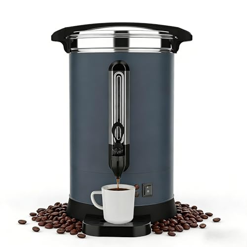 Image of 120-Cup Commercial Coffee Urn, 18L / 4.8Gal Double Wall Insulation Coffee Dispenser, Stainless Steel Large Hot Beverage Dispenser with Automatic Temperature Control & Faucet for Party Buffet