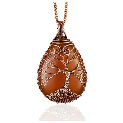 Handmade carnelian tree of life pendant necklace - Unique copper jewelry for women and men Anniversary present Birthday gift ideas for him and her Spiritual gifts for wife husband mom dad daughter son
