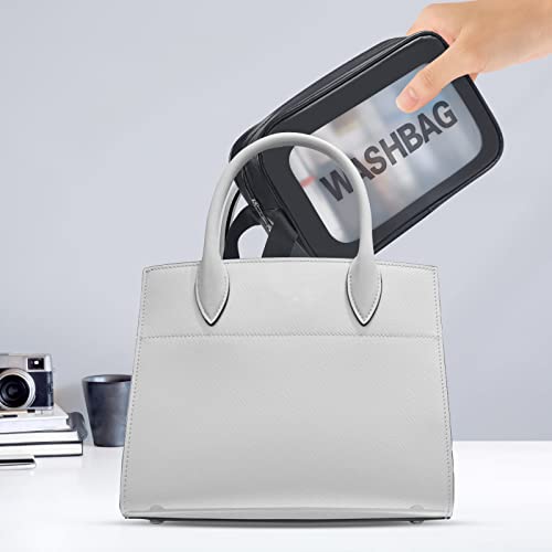 Yuancheng 4Pcs Pu Leather Portable Toiletry Bags With Handle, Translucent Waterproof Travel Make Up Bags For Women, Large Capacity Travel Cosmetic Bags #TOP6