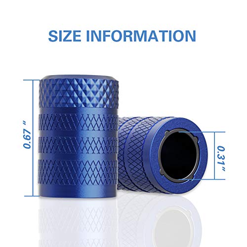 image for CKAuto Tire Valve Stem Caps, Blue, 4 pcs/Pack, Anodized Aluminum Tire 