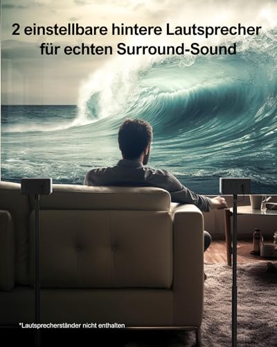 5.1 Surround Soundbar, 3D Surround Sound System, Soundbar für TV Geräte mit Subwoofer und Rear-Lautsprechern, 5.1 Virtuelle Surround, Bass Einstellbare Heimkino TV Lautsprecher, Poseidon D50 – Bild 4