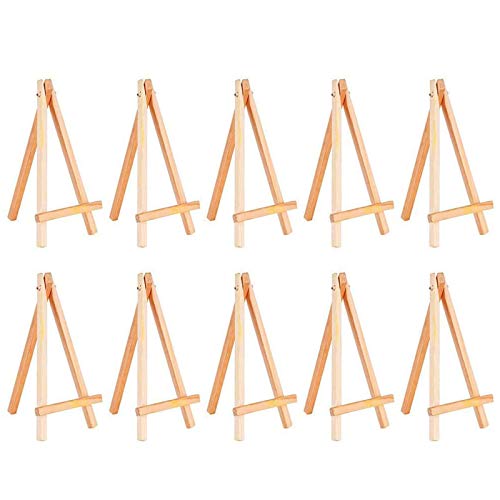Vpang 10 Pcs Wooden Easel Mini Natural Wood Display Stand Craft Business Card Photo Display Easel (6 inch)