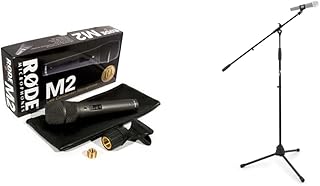 RØDE M2 Live Vocals Condenser Microphone & Tiger MCA68-BK Microphone Boom Stand, Mic Stand with Free Mic Clip - Black