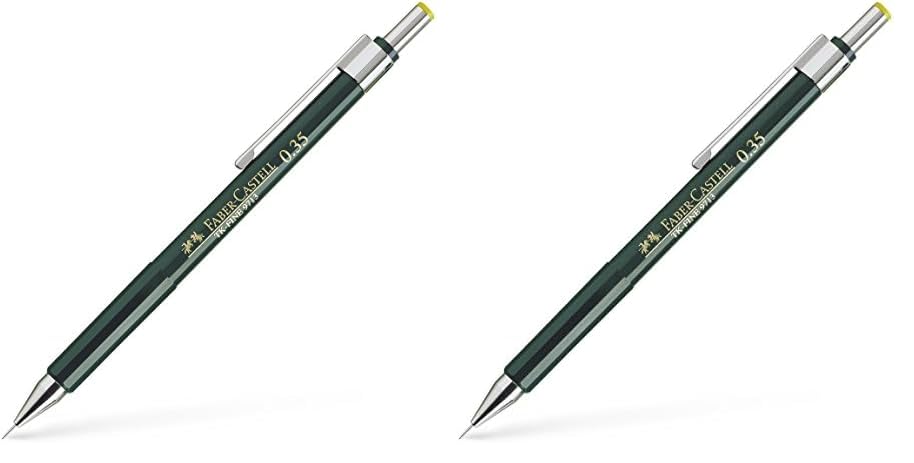 Faber-Castell B-136300 - Portaminas TK-Fine con goma de borrar y 3 minas finas, graduación HB, trazo 0.3 mm, color verde (Paquete de 2)