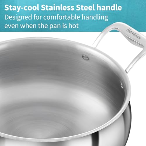 Image of Hawkins Pro 5 Litre Handi with Lid, Triply Stainless Steel Sauce Pan for Cooking and Serving Biriyani, Silver (PSH50S)