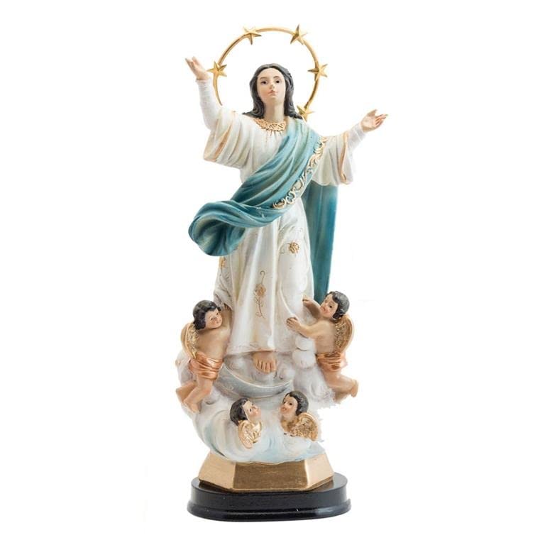DRW Figurine Vierge immaculée avec Couronne résine Peinte à la Main 20 cm