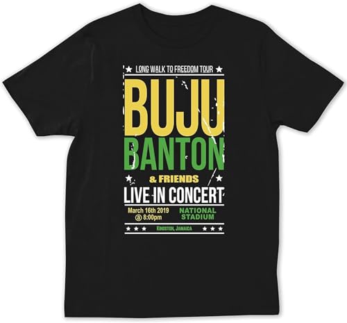 Photo de Men's Buju Banton Shir Long Walk to Freedom Mark Anthony Myrie Ragga Regg T-Shirt Black XXL