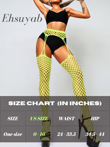 Image of EHSUYAB Women Sexy Fishnet Tights, Cutout Suspender Pantyhose Stockings Lingerie, Music Festival Rock Rave Outfits Party Club