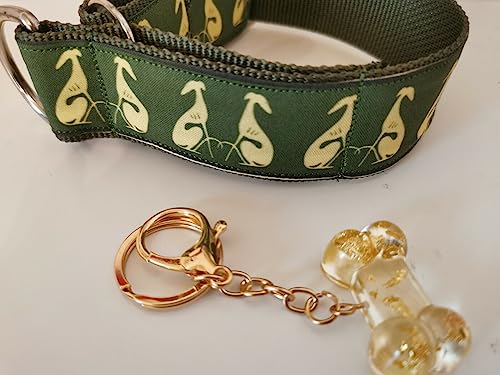 Zugstopp-Halsband Windhunde*Greyhound*Galgo*Whippet Khaki-Grün HU 30-35 cm Neu