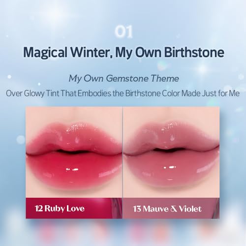 Image of ETUDE Over Glowy Lip Stain Tint #13 Mauve Violet | Non-Sticky Vegan Lip Tint | Moisturized & Long-lasting Lip Gloss | Daily Lip Stain for Dry Lips, Korean Makeup