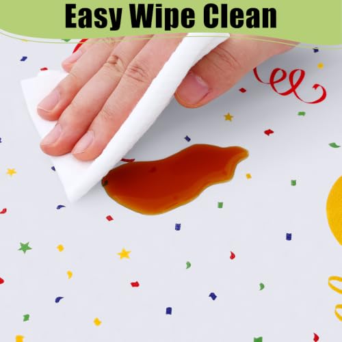 Image of Smiry Disposable Table Cloth - 6 Pack, 54 x 108 Inch Waterproof Rectangle Tablecloths for Parties, Decorative Plastic Table Cover, Leakproof & Sturdy, Colorful Balloons