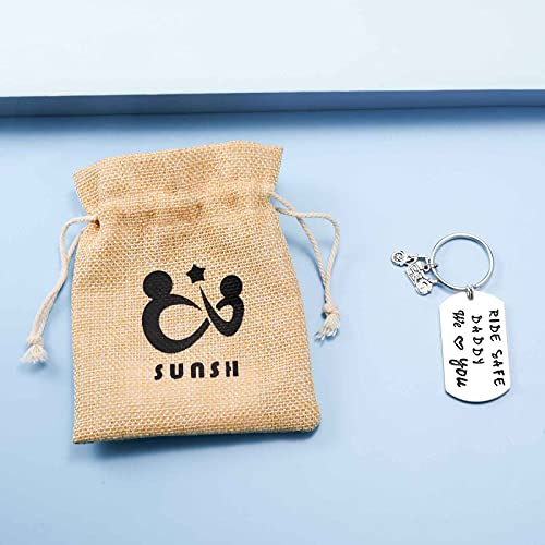 Sunsh Ride Safe Daddy We Love You Keychain For Men Dad Cool Motorcycle Biker Keyrings Father Gifts From Daughter/Son #TOP6