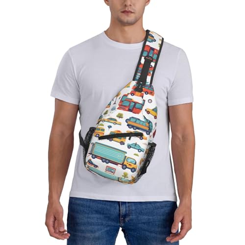 Morrales tipo Sling con estampado de autos para hombre y mujer miniatura 7