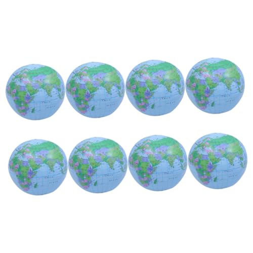 Kisangel 8pcs Inflatable Globe Shaped Beach Balls Creative Reusable Summer Pool Fun Party Present for Adults Easy to Inflate Deflate for Beach Pool Activities