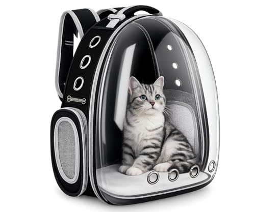 Image of Foodie Puppies Astronaut Transparent Pet Carrier Backpack - (40L x 35W x 24H cm) for Travel, Hiking, Designed with Breathable Space, Ventilated, Airline-Approved, Sturdy Pad for Puppies & Cats