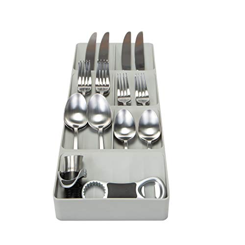 Kitchen Details 7 Slot Cutlery Drawer Organizer | Utensil Tray | Silverware Holder | Knife Spoon Fork | Flatware Storage & Organization | Grey #TOP7