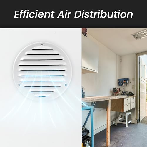 5 Inch / 125 mm White Vent Cover - Metal Round Soffit Vent - Air Vent Louver - Grille Cover - Built-in Screen Mesh - HVAC Ventilation (5'' Inch, Metal - White) - Image 5