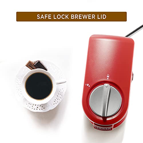 CHULUX Single Serve Coffee Maker for K pod and Ground Coffee, Single Cup Coffee Machine, Auto Shut Off, Red