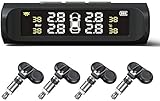 Nyganmelloz Tire Pressure Monitoring System Universal Wireless Car Alarm with 4 Internal Sensors for Truck Rv Trailer Car (Battery-operated)