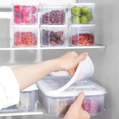 Image of Transparent PP Kitchen Storage Box with Lid - 6 Compartment Snack & Food Organizer Tray| 6 Grid Snack Storage Container - Transparent PP Food Organizer with Airtight Lid