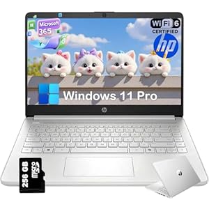 HP 2025 New Everyday Laptop Computer for Student & Business – AI-Powered 1-Y Office 365 • Intel Quad-Core CPU • Ultra-Light • 16G RAM • 384G Storage (128G UFS+256G SD Card) • 14″ • Win 11 Pro • Silver
