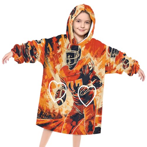Pardick Wearable Blanket Hoodie for Kids, America Basketball Fleece Sweatshirt Blanket Oversized Blanket Sweatshirt with Pocket Flannel Warm Hooded Blanket 6-10 Year Old Girl Boy Gift, One Size