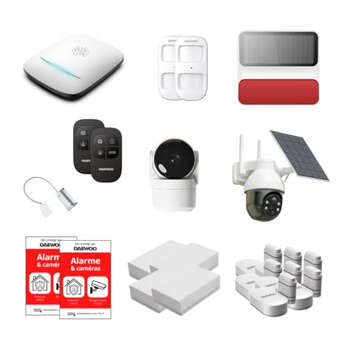 Daewoo Security - PA557Z Kit de Alarmas para el hogar, Wi-Fi y gsm: Sistema de Seguridad inalámbrico con cámara Solar Exterior, Detector de Garaje, Sirena, detectores Zigbee, sin suscripción