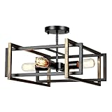 SUNVP Industrial 4-Light Semi Flush Mount Ceiling Light Retro Vintage Pendant Lamp Farmhouse...