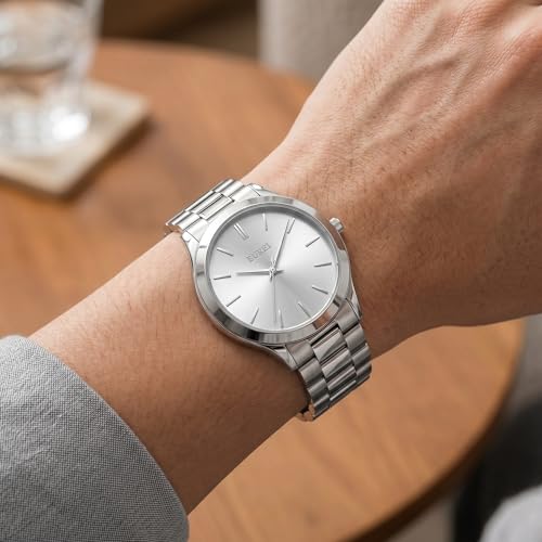 Image of BUREI Men's Wrist Watch, Analog Stainless Steel Dress Waterproof Quartz Watch for Men with Japanese Movement,Refined Gifts for Men, Boyfriend, Husband, Dad