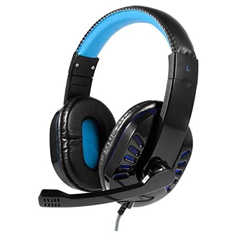 E-Sports Gaming Headset for PS4/Xbox One/PC/Nintendo Switch Stereo Wired Clarity Reduction Headphone with Mic-Sound LED Light (Blue) Cover