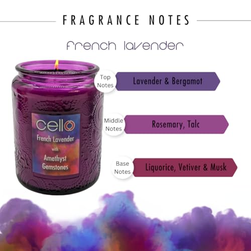 Cello Amethyst Scented Candle with Spinner - Stunning Crystal Candle with Amethyst Gemstones - Anxiety Gifts for Women - Image 4