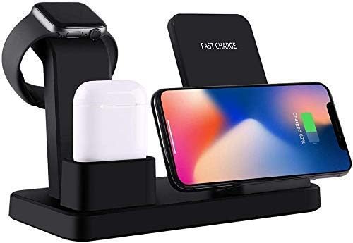 Systene 3 in 1 Charging Stand for Apple Watch Airpods iPhone, Qi Fast Charger Dock with USB Output,Wireless Charging Station Holder