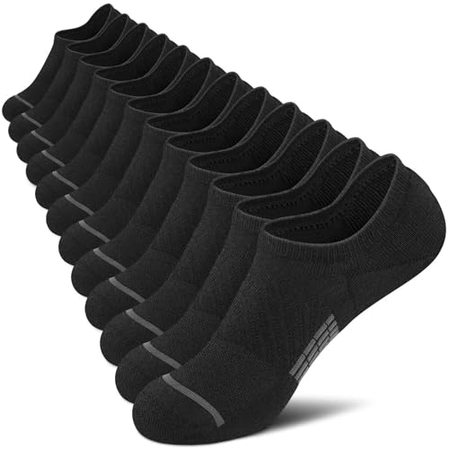 PAPLUS No Show Socks Men 6 Pairs Non Slip Cushioned Athletic Low Cut Socks with Arch Support