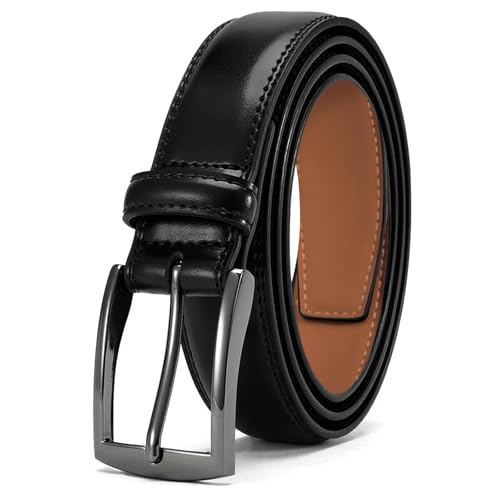 flintronic Cinturones Hombre, Cinturón de Cuero para Hombre Reversible, Cinturones Cuero Hombre Trabajo, Ideal para Trajes, Jeans, Trabajo Casual, para Negocios y Eventos Formales-negro